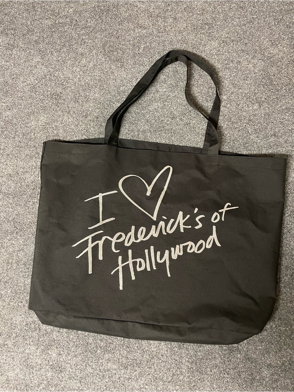 Vintage Frederick's of Hollywood Black Tote with White Script Logo